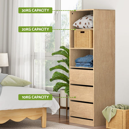 Tallboy Chest Of Drawers Pine 50.5x40.5x160cm