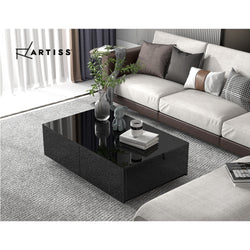 Coffee Table 4 Drawers Black Trevi