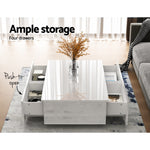 Coffee Table 4 Drawers White Trevi