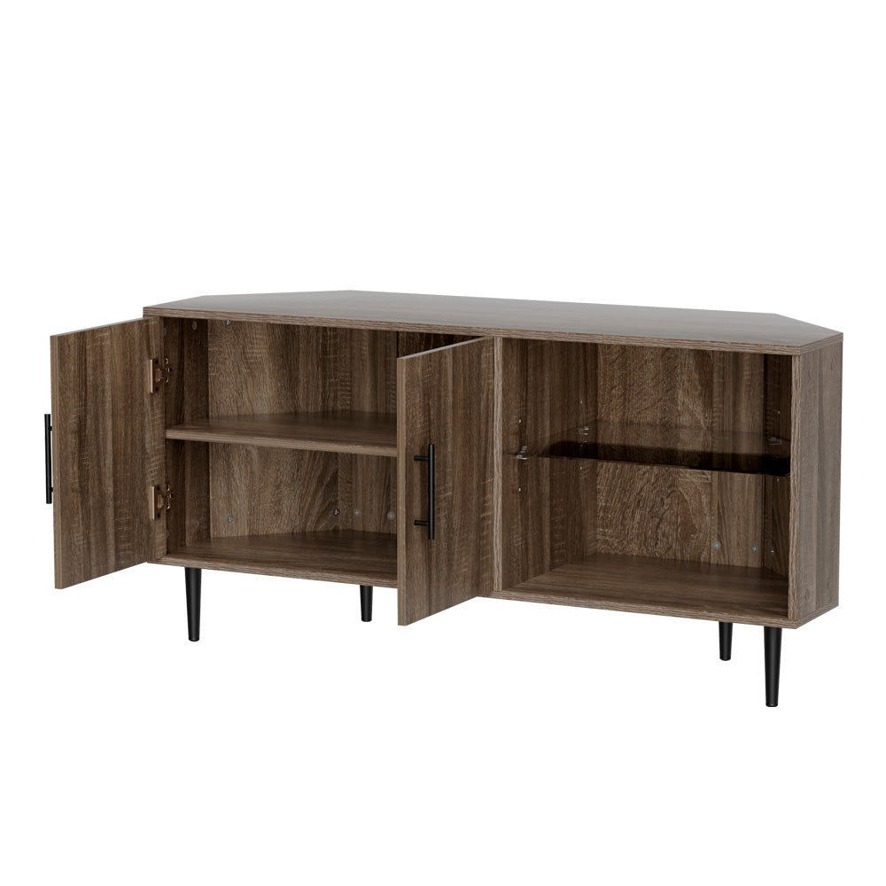 Corner Entertainment Unit Stand Tv Cabinet Open Storage Shelf 120Cm