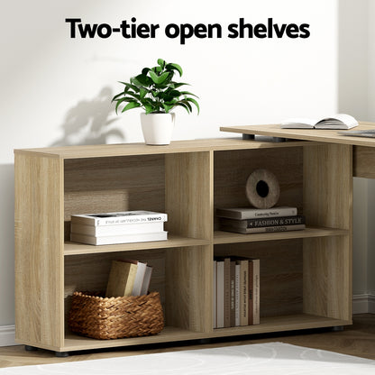 Computer Desk Bookshelf Oak 130Cm