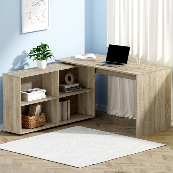  Computer Desk Bookshelf Oak 130Cm