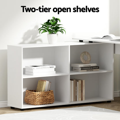 Computer Desk Bookshelf White 130Cm