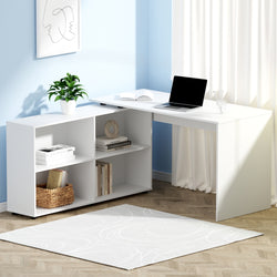 Computer Desk Bookshelf White 130Cm