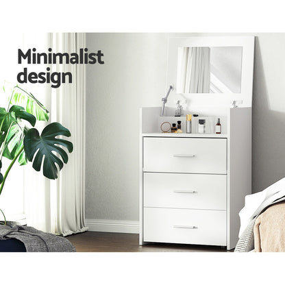 2-In-1 Dressing Table Stool Set Bedside Table White