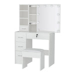 Dressing Table Set Stool 10 Led Bulbs White Dylan