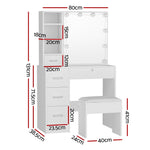 Dressing Table Set Stool 10 Led Bulbs White Dylan