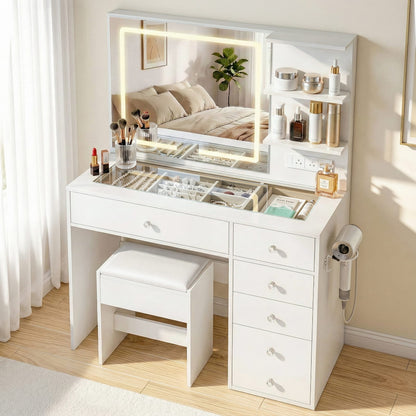 Dressing Table With LED Vanity 104x43x140cm