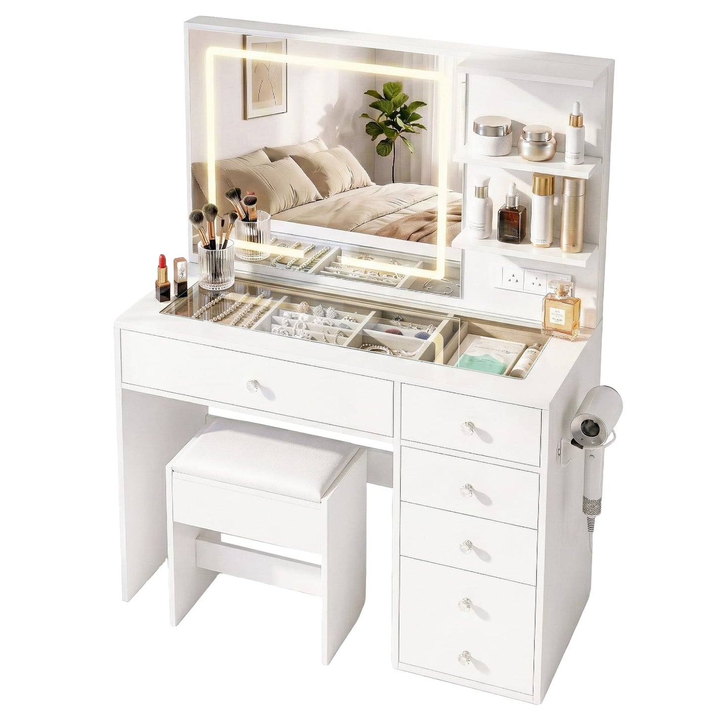 Dressing Table With LED Vanity 104x43x140cm