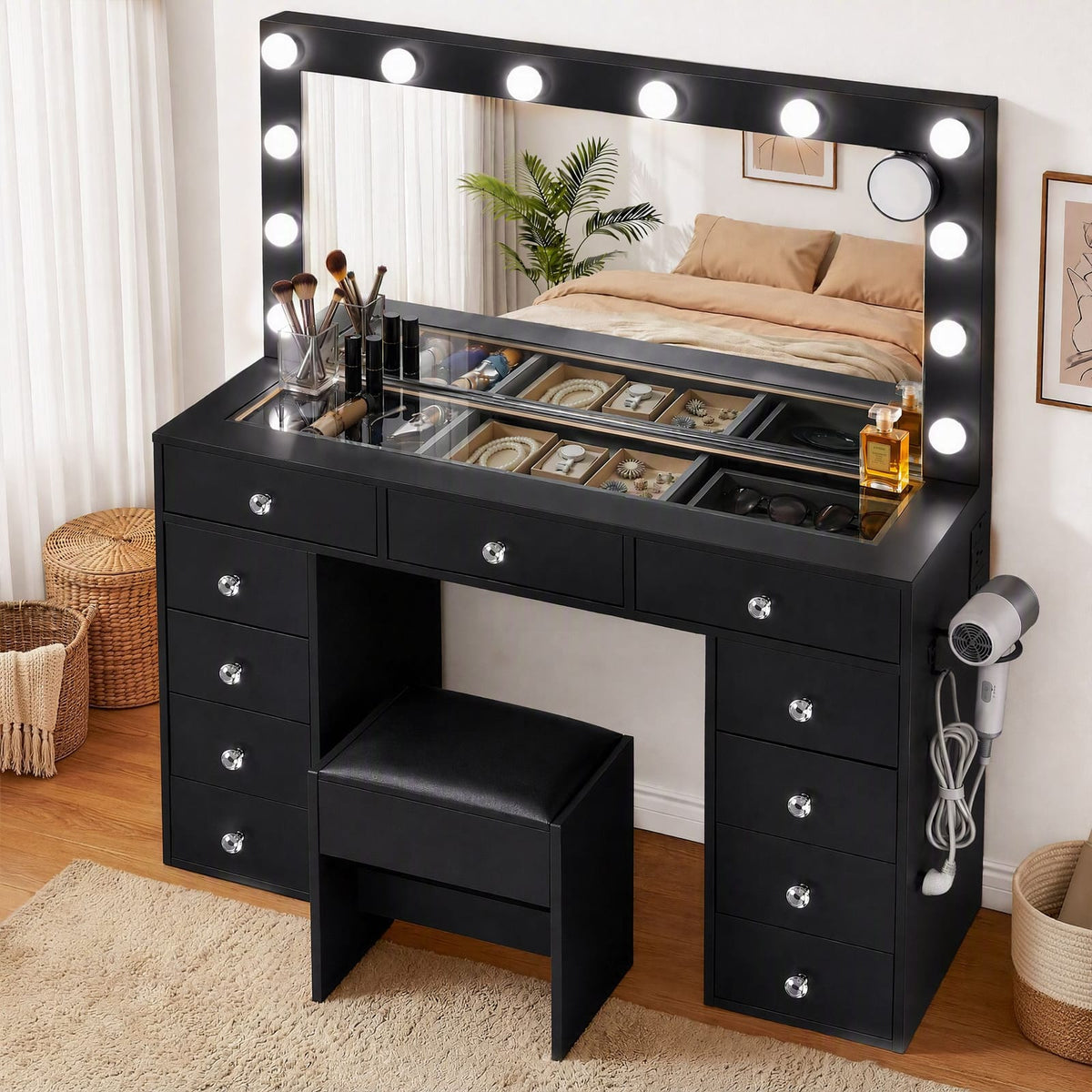 Dressing Table Charging Station 120x35x142cm