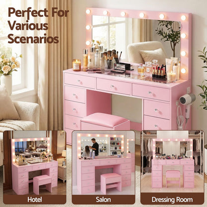 Pink Dressing Table Set 120x35x142cm