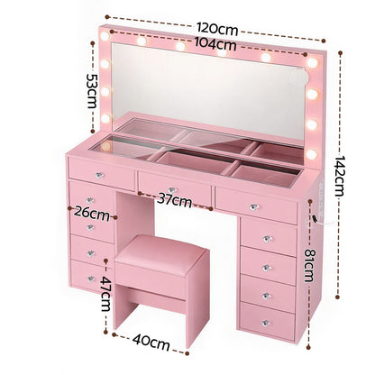 Pink Dressing Table Set 120x35x142cm