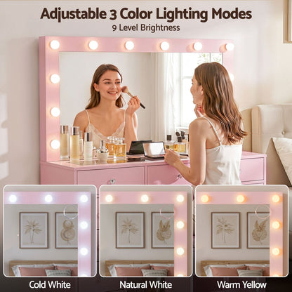 Pink Dressing Table Set 120x35x142cm