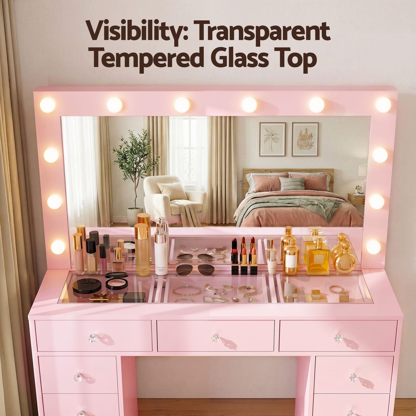 Pink Dressing Table Set 120x35x142cm