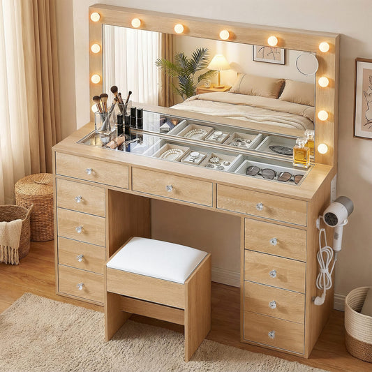 Vanity Desk Set With Stool 120x35x142cm