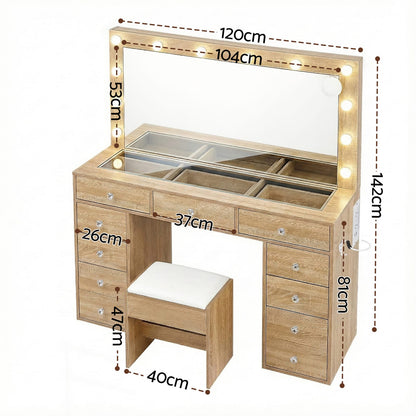 Vanity Desk Set With Stool 120x35x142cm