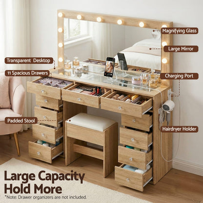 Vanity Desk Set With Stool 120x35x142cm