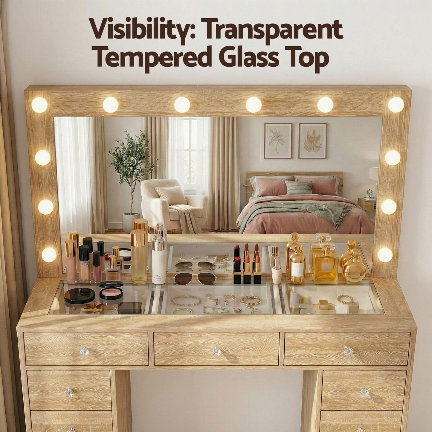 Vanity Desk Set With Stool 120x35x142cm