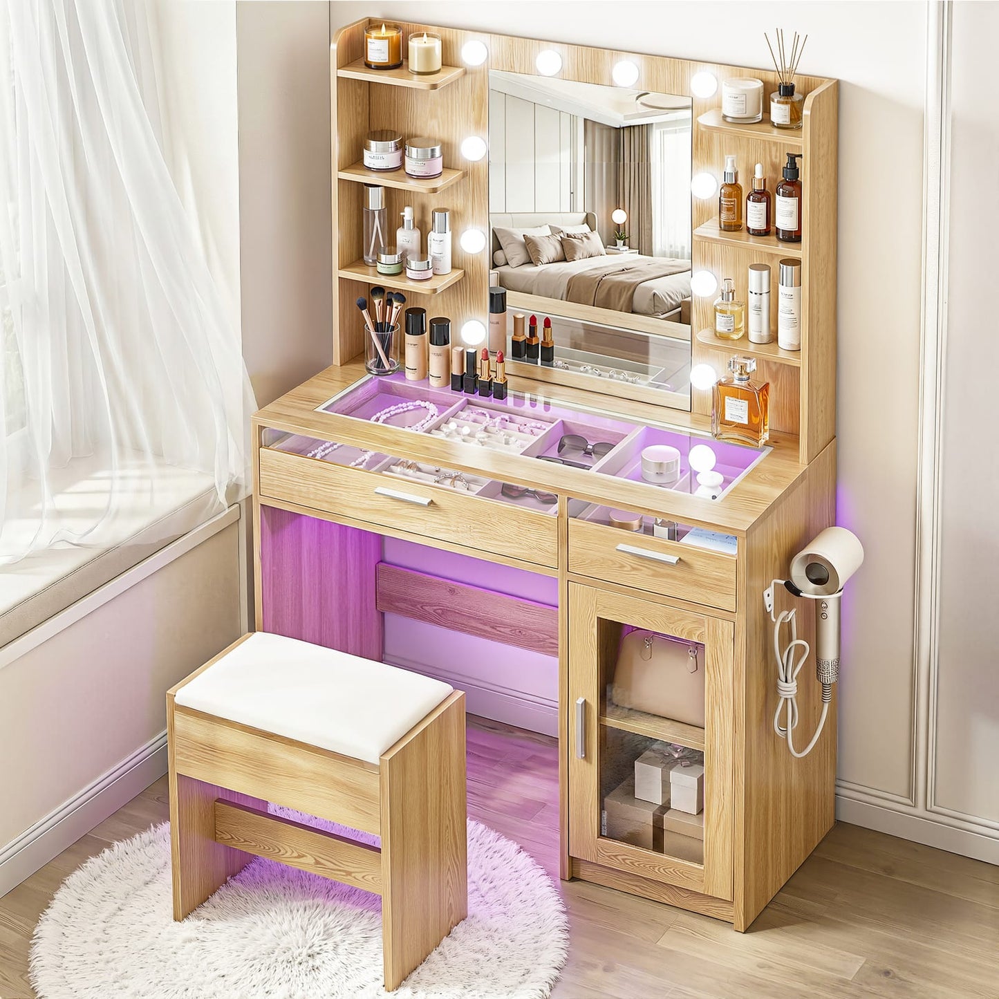 Dressing Table Vanity Desk Set 90x40x142cm