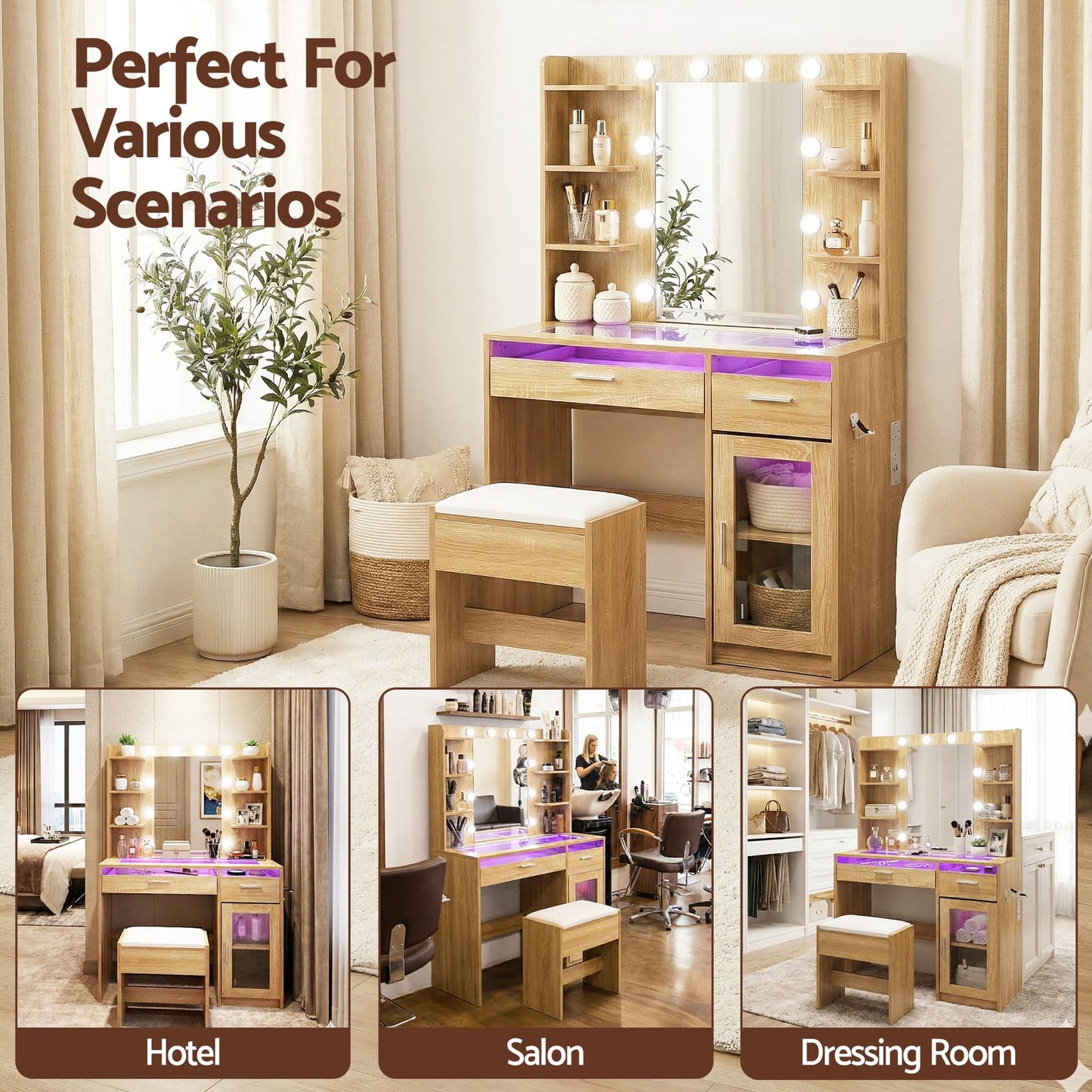 Dressing Table Vanity Desk Set 90x40x142cm