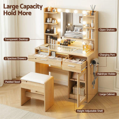 Dressing Table Vanity Desk Set 90x40x142cm