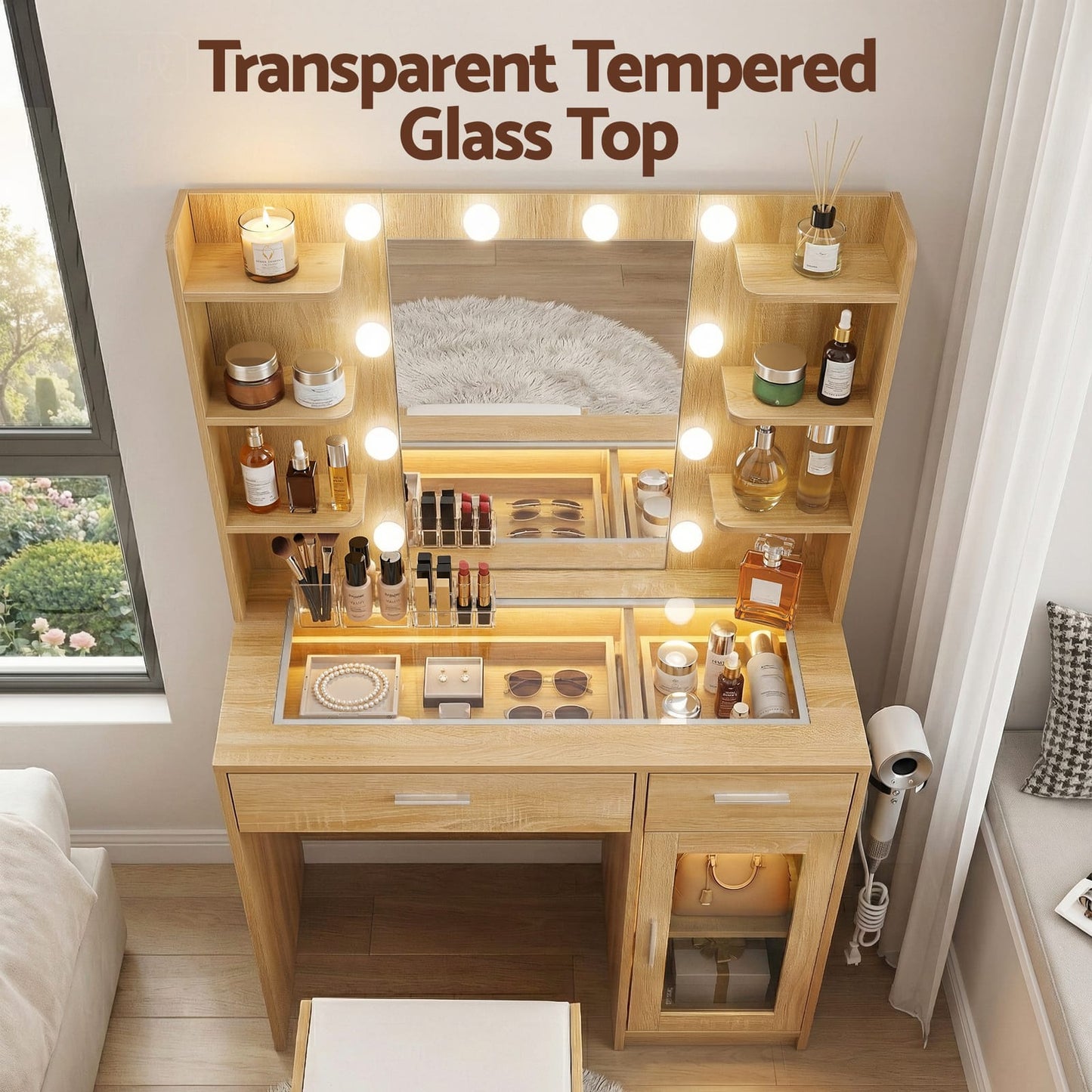 Dressing Table Vanity Desk Set 90x40x142cm