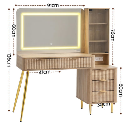 Dressing Table With Led Mirror 121x40x136cm