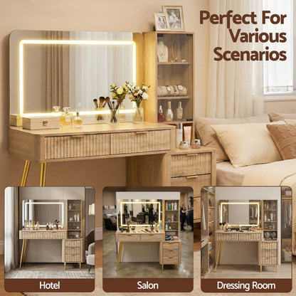 Dressing Table With Led Mirror 121x40x136cm