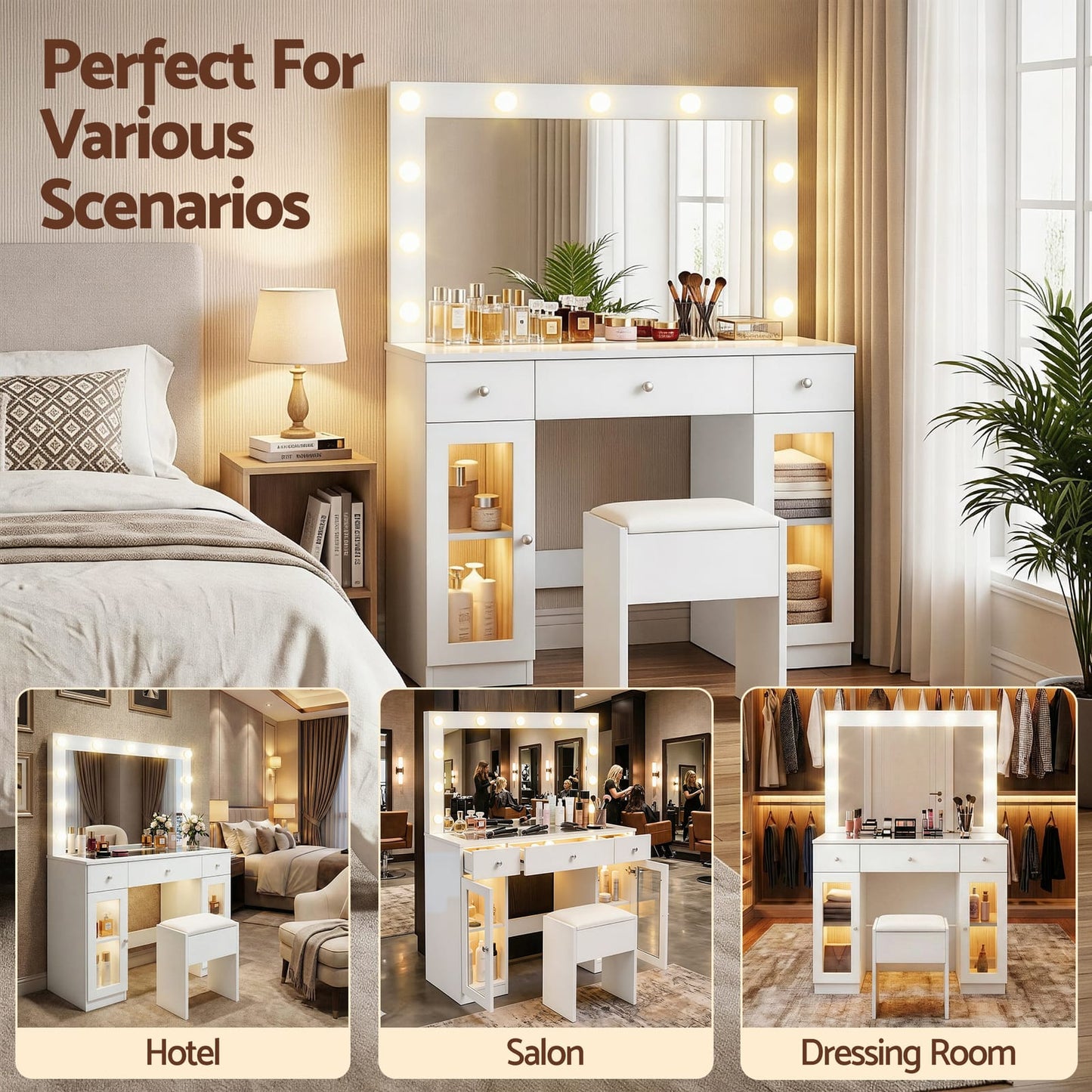 Dressing Table Vanity Desk Set 105x40x135cm