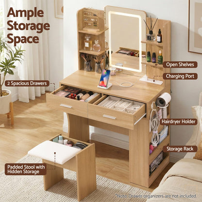 Dressing Table With Led Mirror 80x40x135cm