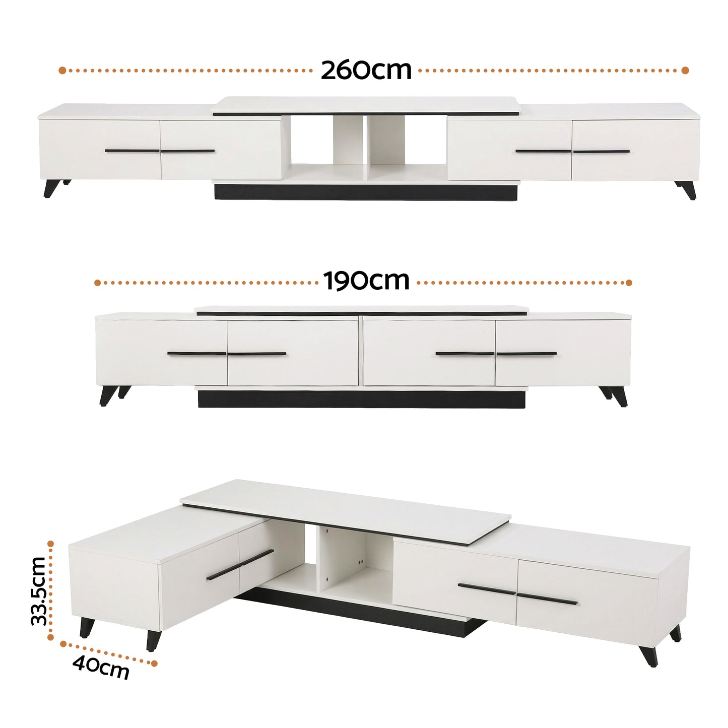 Extendable TV Cabinet Entertainment Unit 260cm | HomeAndLiving