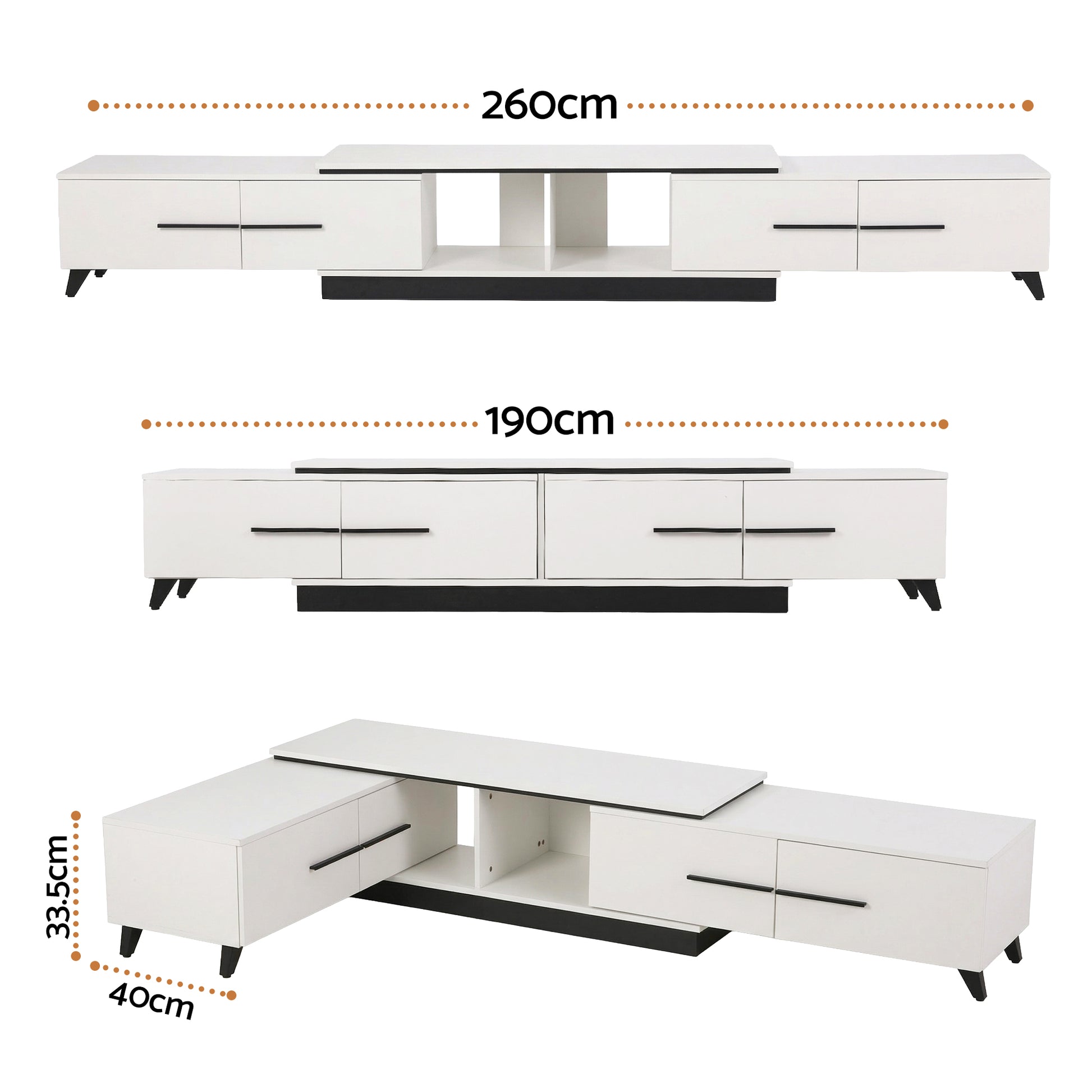 Extendable TV Cabinet Entertainment Unit 260cm | HomeAndLiving