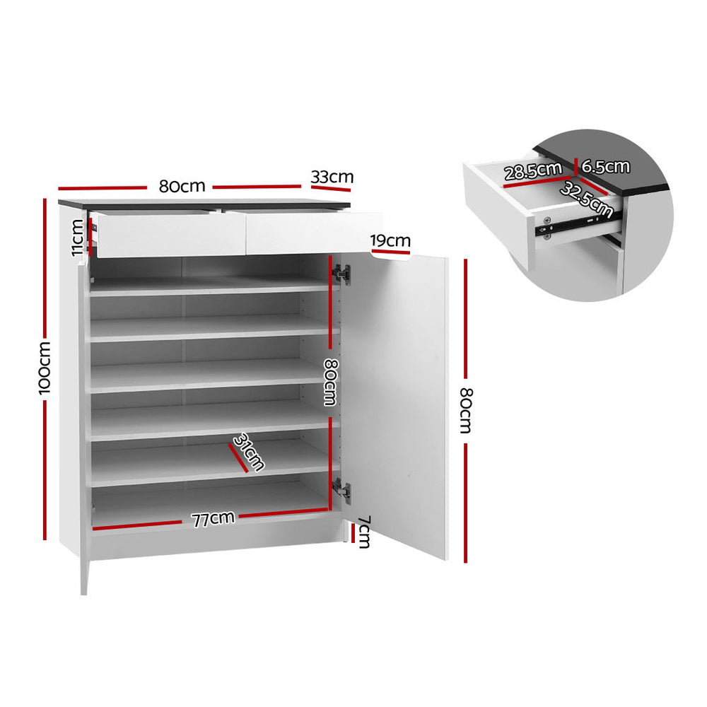 Spacious White Shoe Rack Cabinet - 30 Pairs