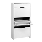 Sleek White Shoe Rack Cabinet - 24 Pairs
