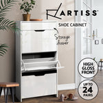 Sleek White Shoe Rack Cabinet - 24 Pairs