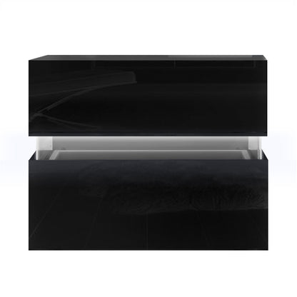 Bedside Table Led 2 Drawers - Lumi Black