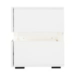 Bedside Table 2 Drawers RGB LED Side Nightstand High Gloss Cabinet White