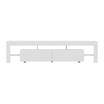 TV Cabinet Entertainment Unit Stand RGB LED Gloss Furniture 200cm White