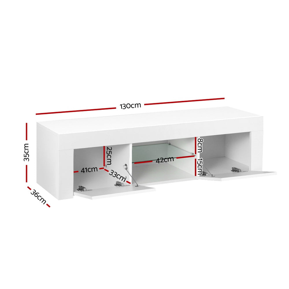 Entertainment Unit Tv Cabinet Led 130Cm White Angus