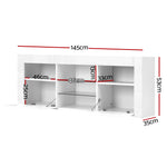 TV Cabinet Entertainment Unit Stand RGB LED Gloss Furniture 145cm White
