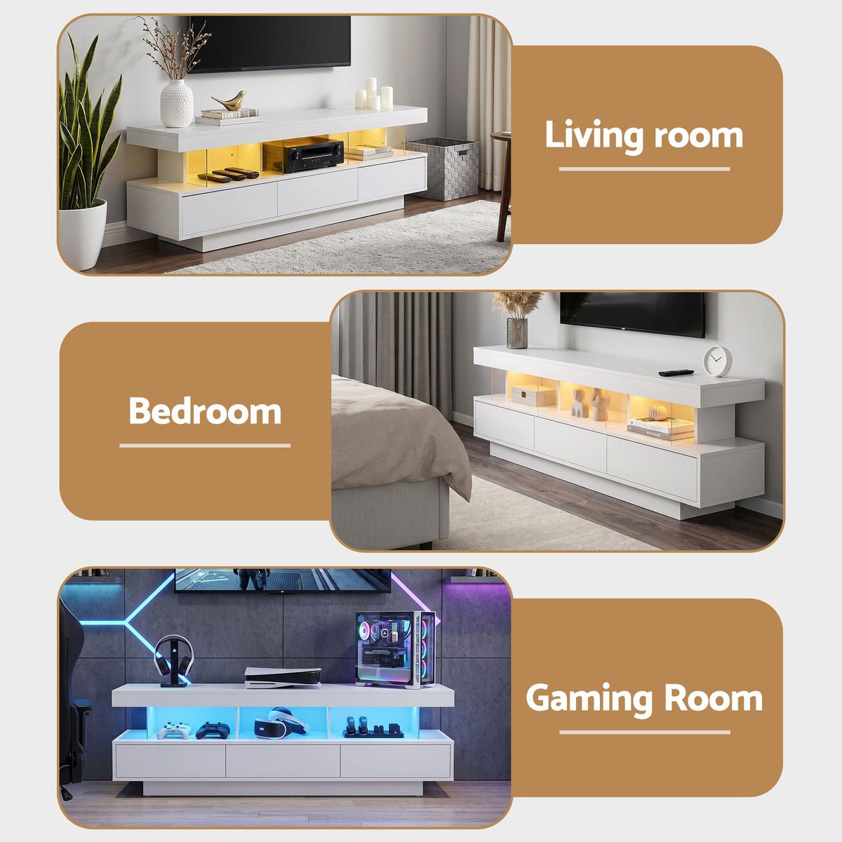 White 160cm TV Unit Storage 160x38x50cm