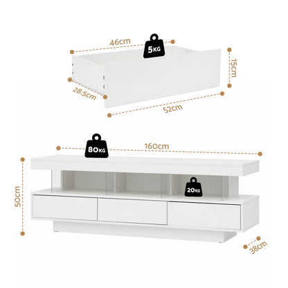 White 160cm TV Unit Storage 160x38x50cm