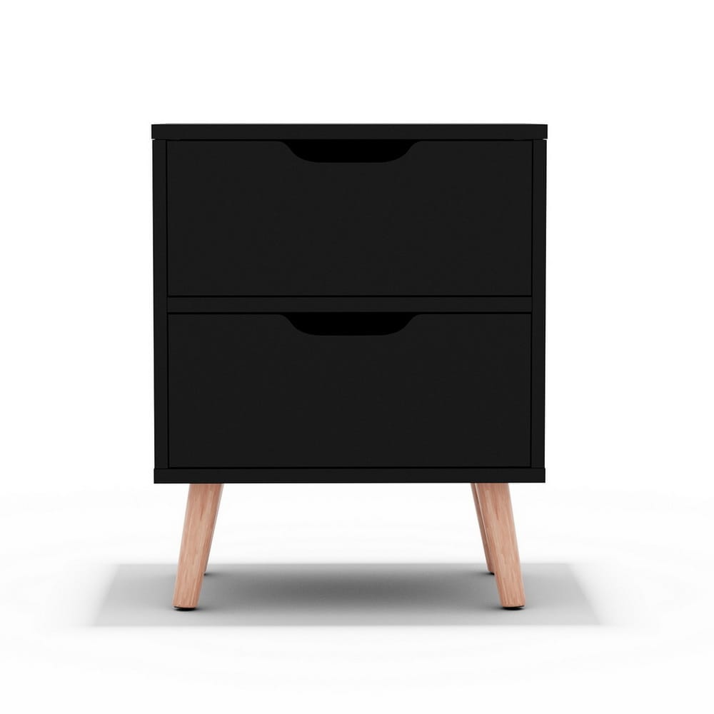Black bedside table 40x30x50cm, rear view
