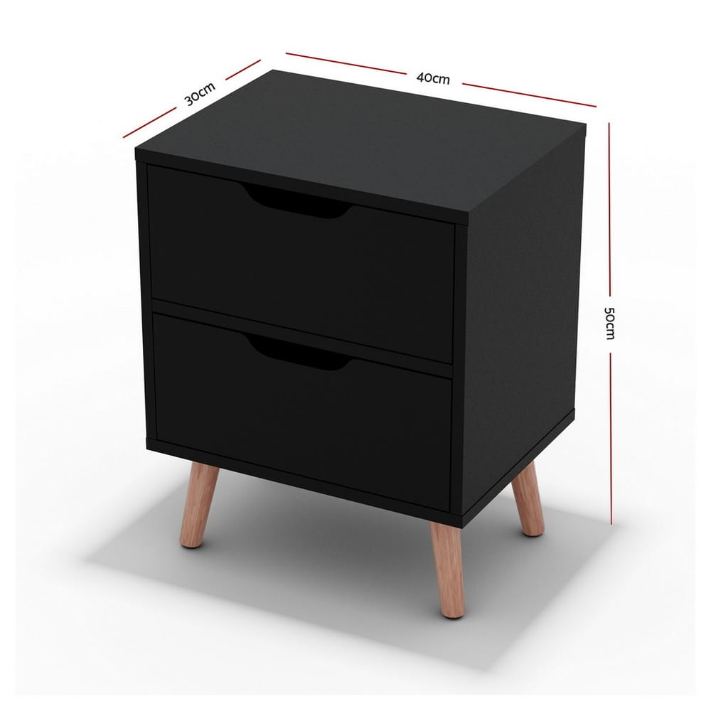 Black bedside table 40x30x50cm, detail