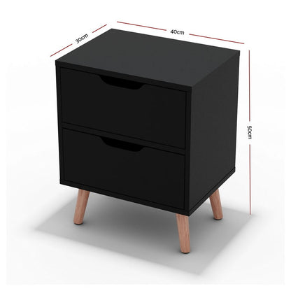 Black bedside table 40x30x50cm, detail