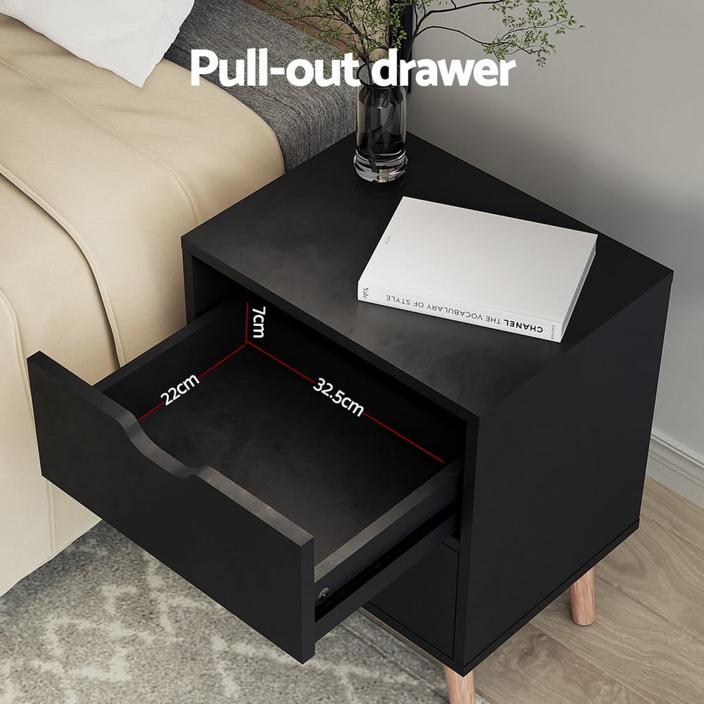 Black bedside table 40x30x50cm