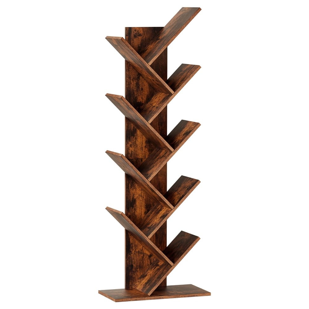 Tree Bookshelf 9 Tier Walnut 50x25x141cm