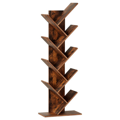 Tree Bookshelf 9 Tier Walnut 50x25x141cm