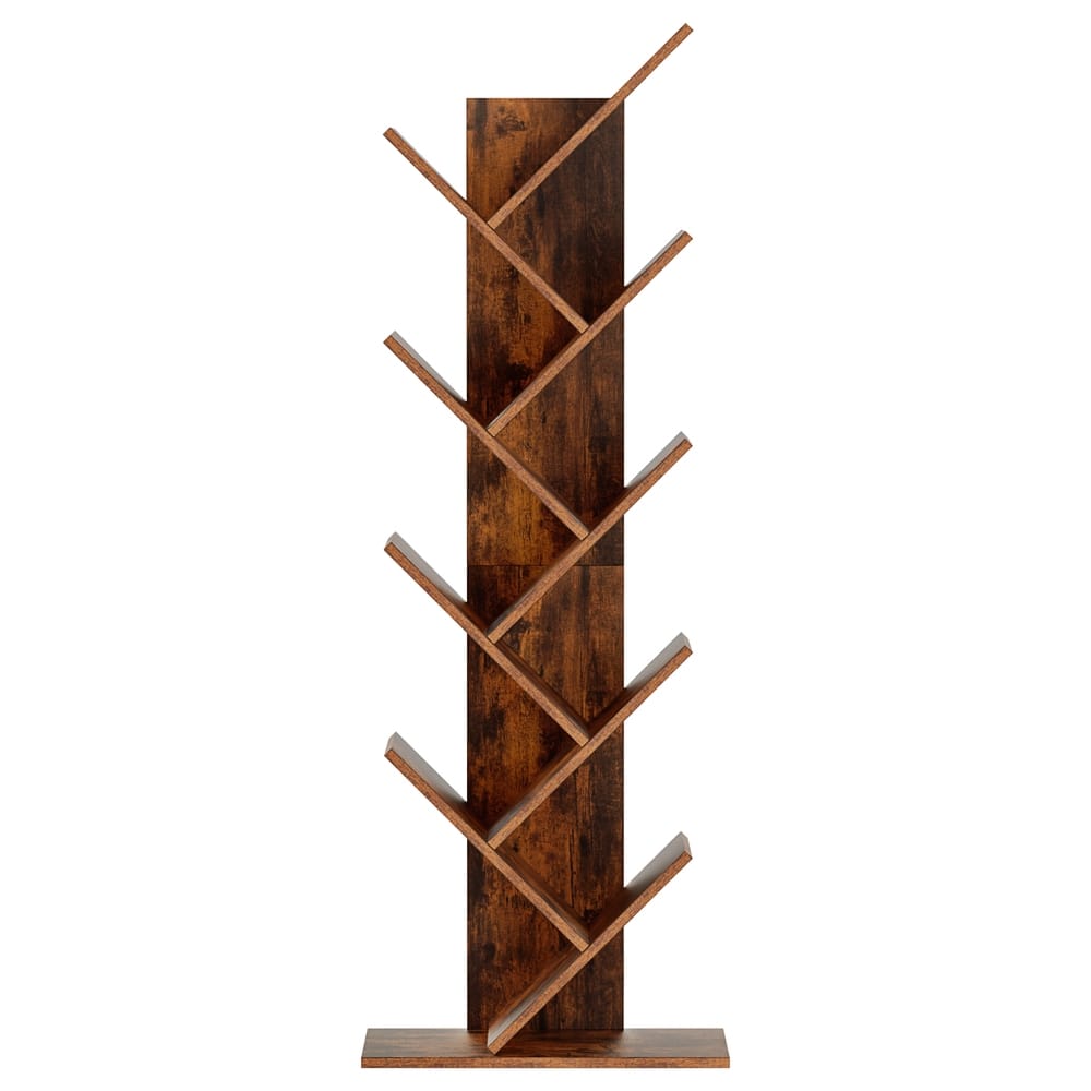 Tree Bookshelf 9 Tier Walnut 50x25x141cm