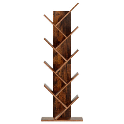 Tree Bookshelf 9 Tier Walnut 50x25x141cm